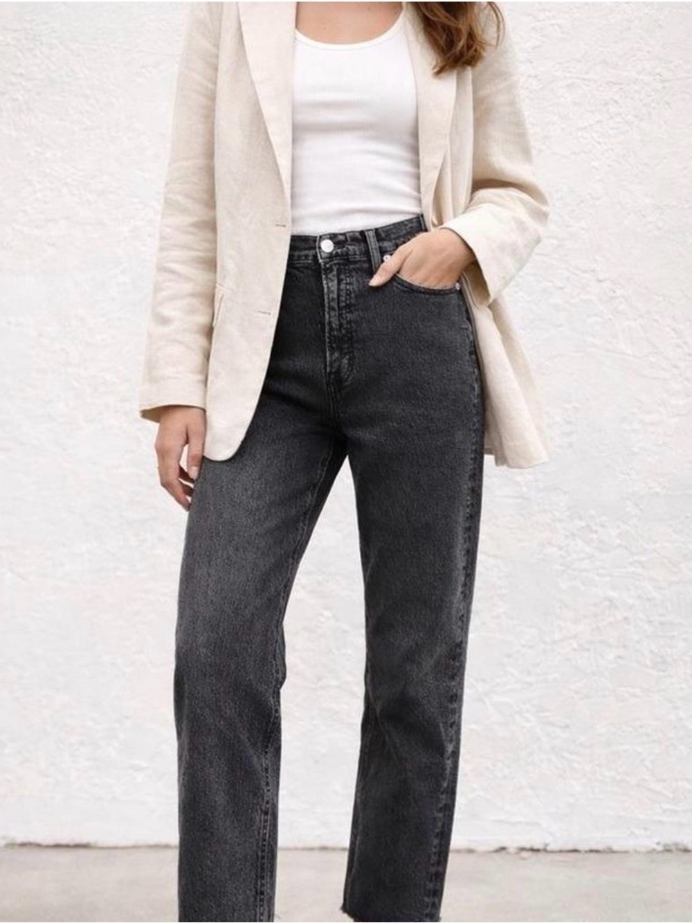 Madewell 90’s Perfect Fit High-Rise Straight Leg Jeans in Washed Black